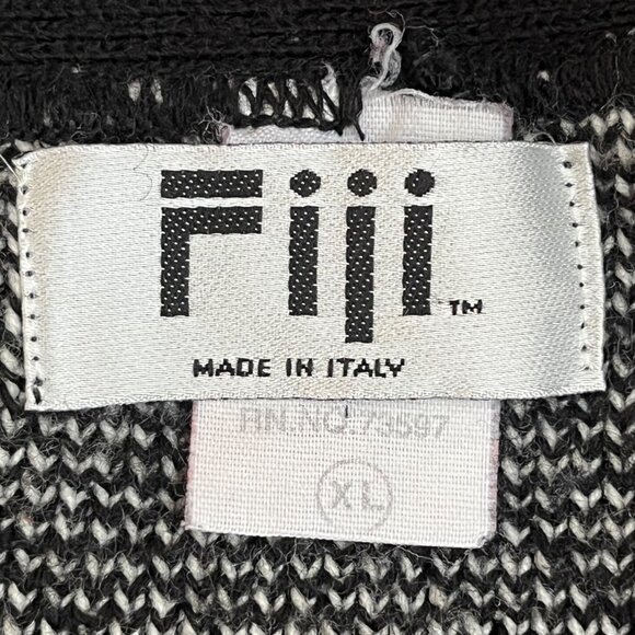 Vintage Mens XL Wool Blend Black White Cardigan Sweater Geometric Design Size XL - Picture 9 of 11